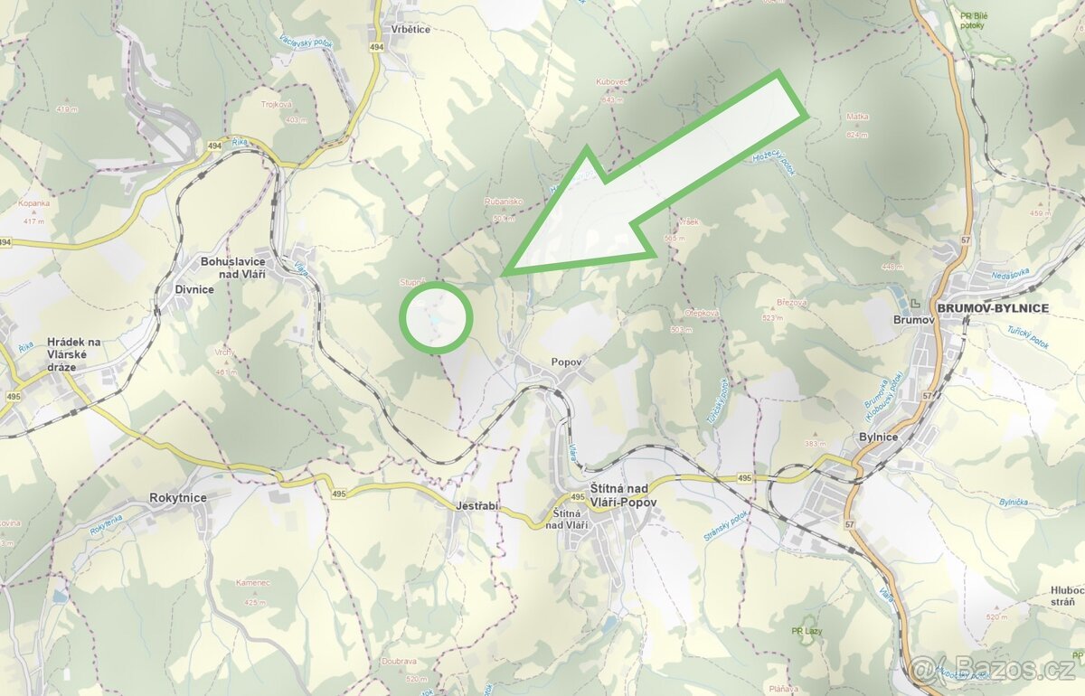 Prodej, pozemek, 4 435 m,  9, Štítná nad Vláří-Popov - Popov