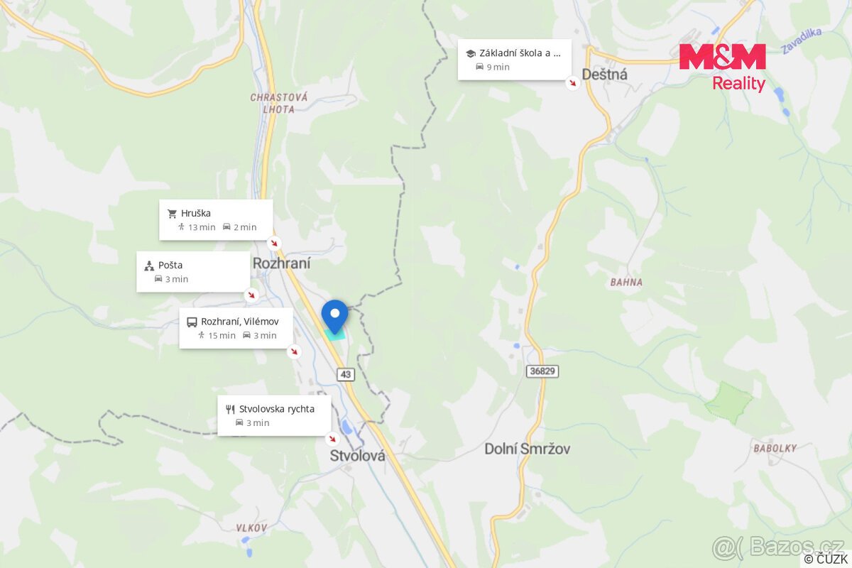 Prodej pozemku k bydlení, 10555 m², Rozhraní