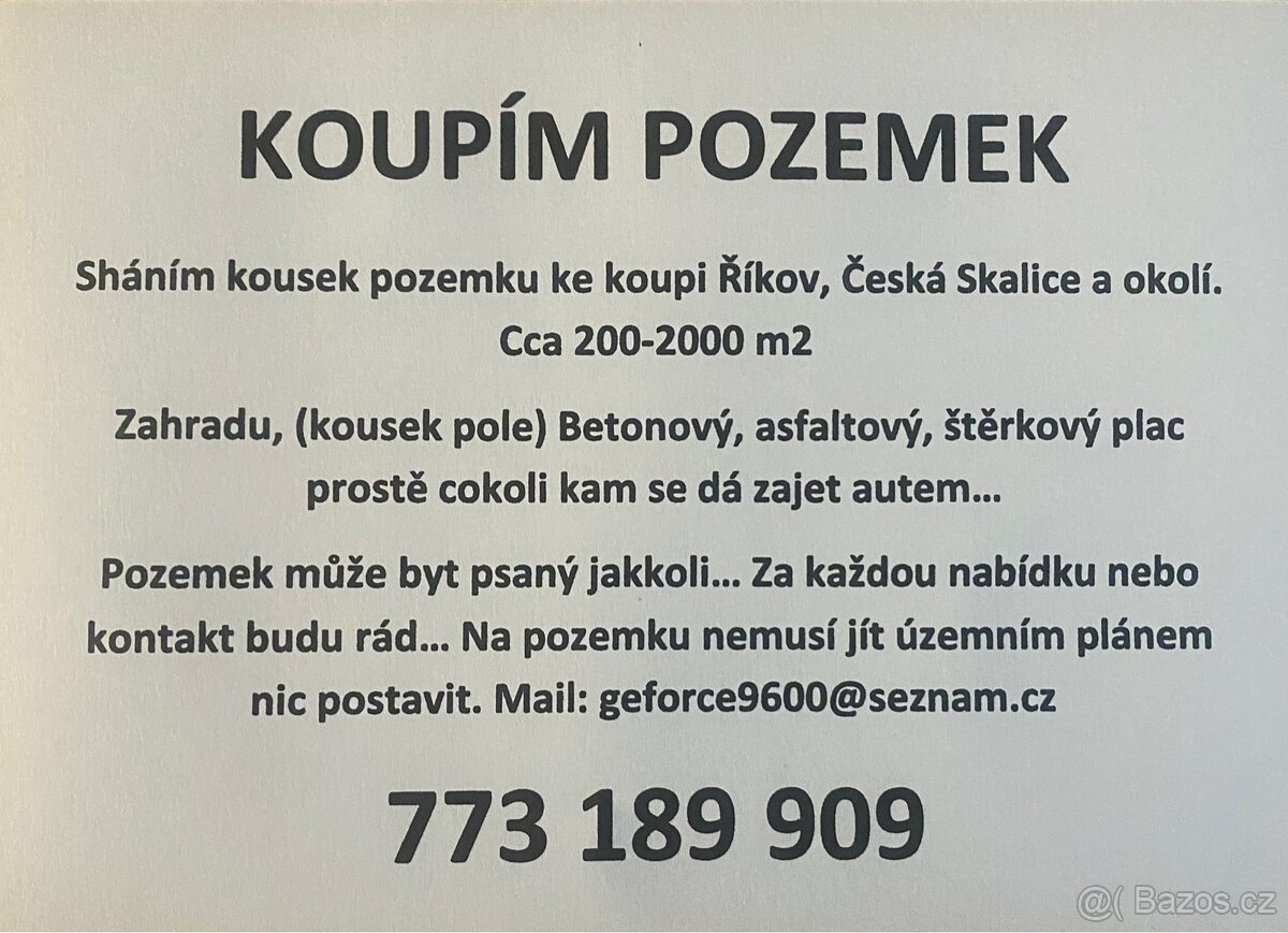 Pozemek Říkov