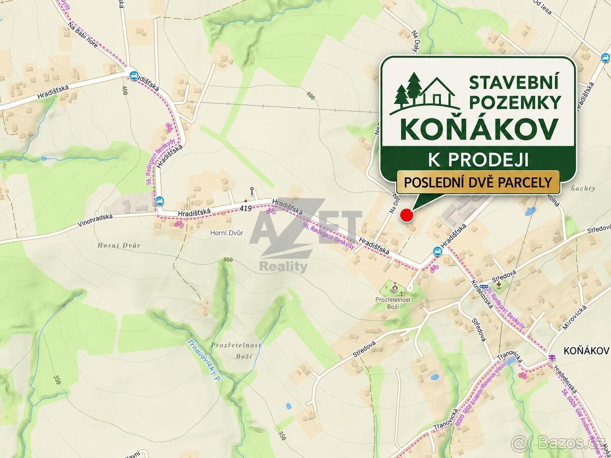 Prodej, stavební pozemek, 1044 m2, Český Těšín - Koňákov
