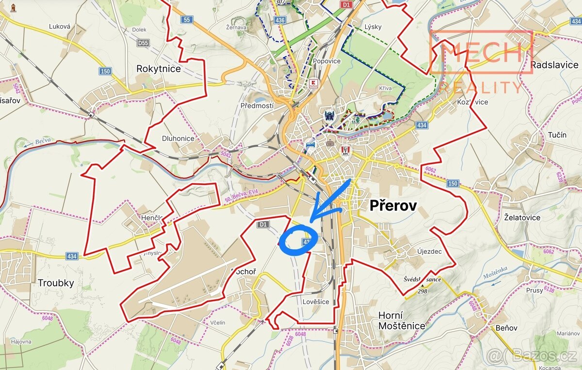 Prodej parcely o výměře 4 850 m2 pro budoucí komerční využit
