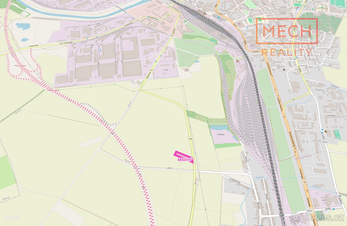 Prodej parcely o výměře 4 850 m2 pro budoucí komerční využit