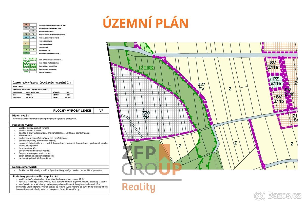 Prodej komerčního pozemku 2 557 m², Vřesina, ev.č. 00608