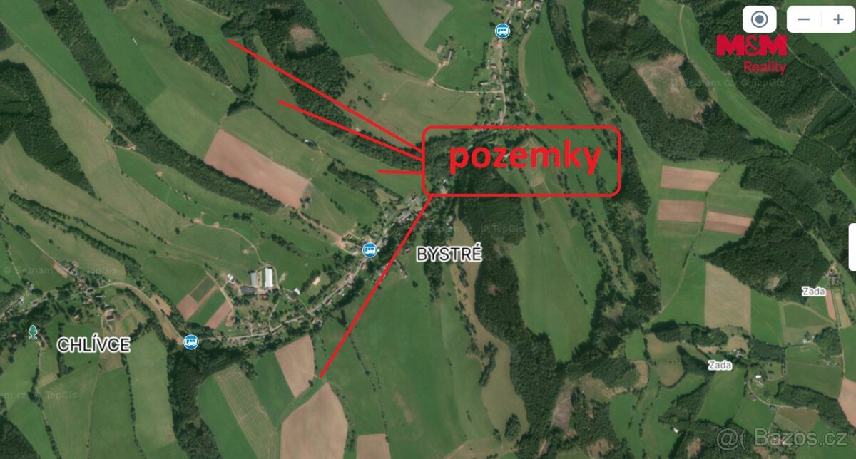 Prodej louky, 3342 m², Stárkov - Bystré