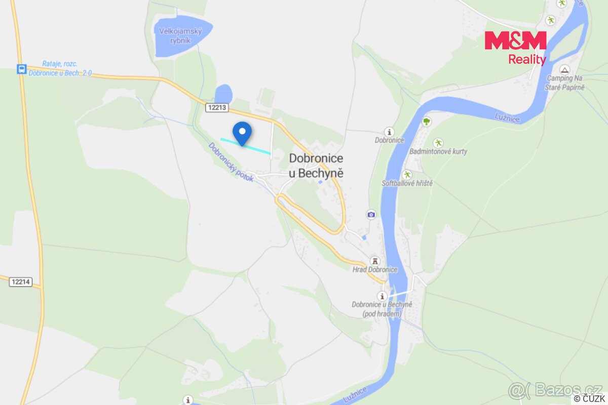 Prodej pozemku k bydlení, 3176 m², Dobronice u Bechyně