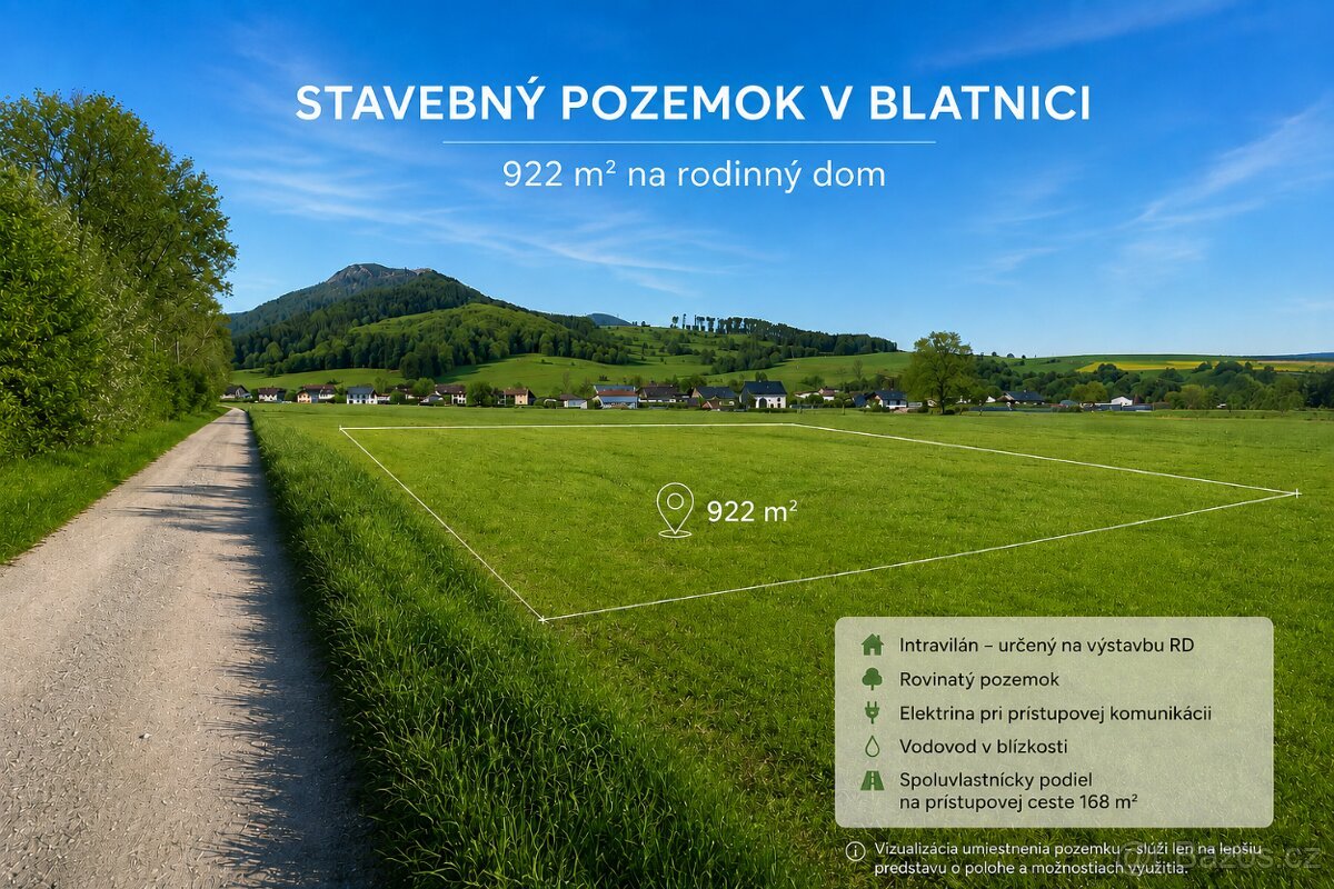 BLATNICA – stavebný pozemok 922 m² pri prístupovej ceste
