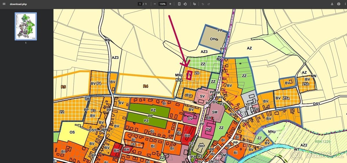 Prodej stavebního pozemku 817 m2 v obci Rožďalovice