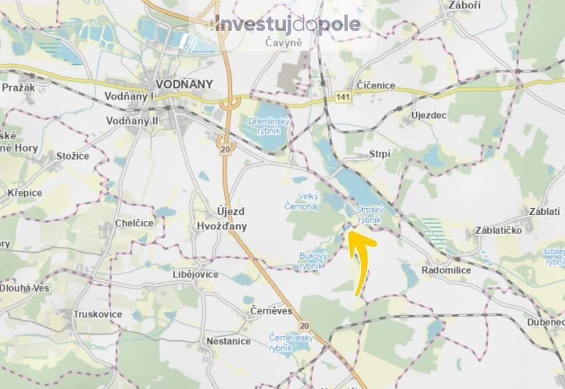 Prodej podílu 2/7 louky 1 870 m², Dříteň - Radomilice