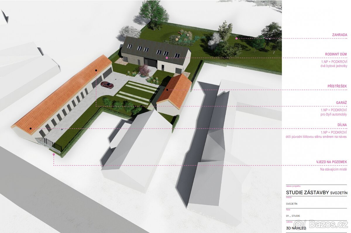 Svojetín, prodej stavebního pozemku 3831 m2