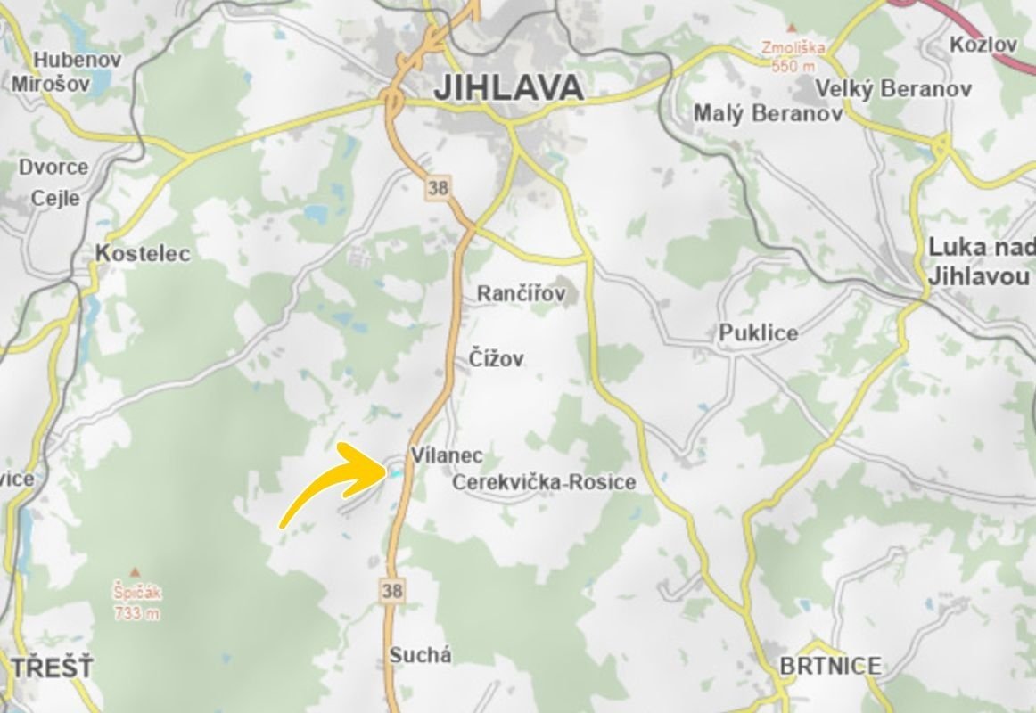 Prodej podílu 3/20 stavebního pozemku 345 m², Vílanec