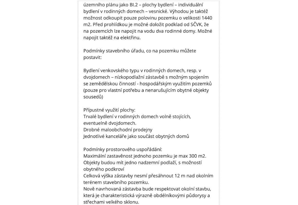 Stavební pozemky pro rodinné domy v obci Blšany
