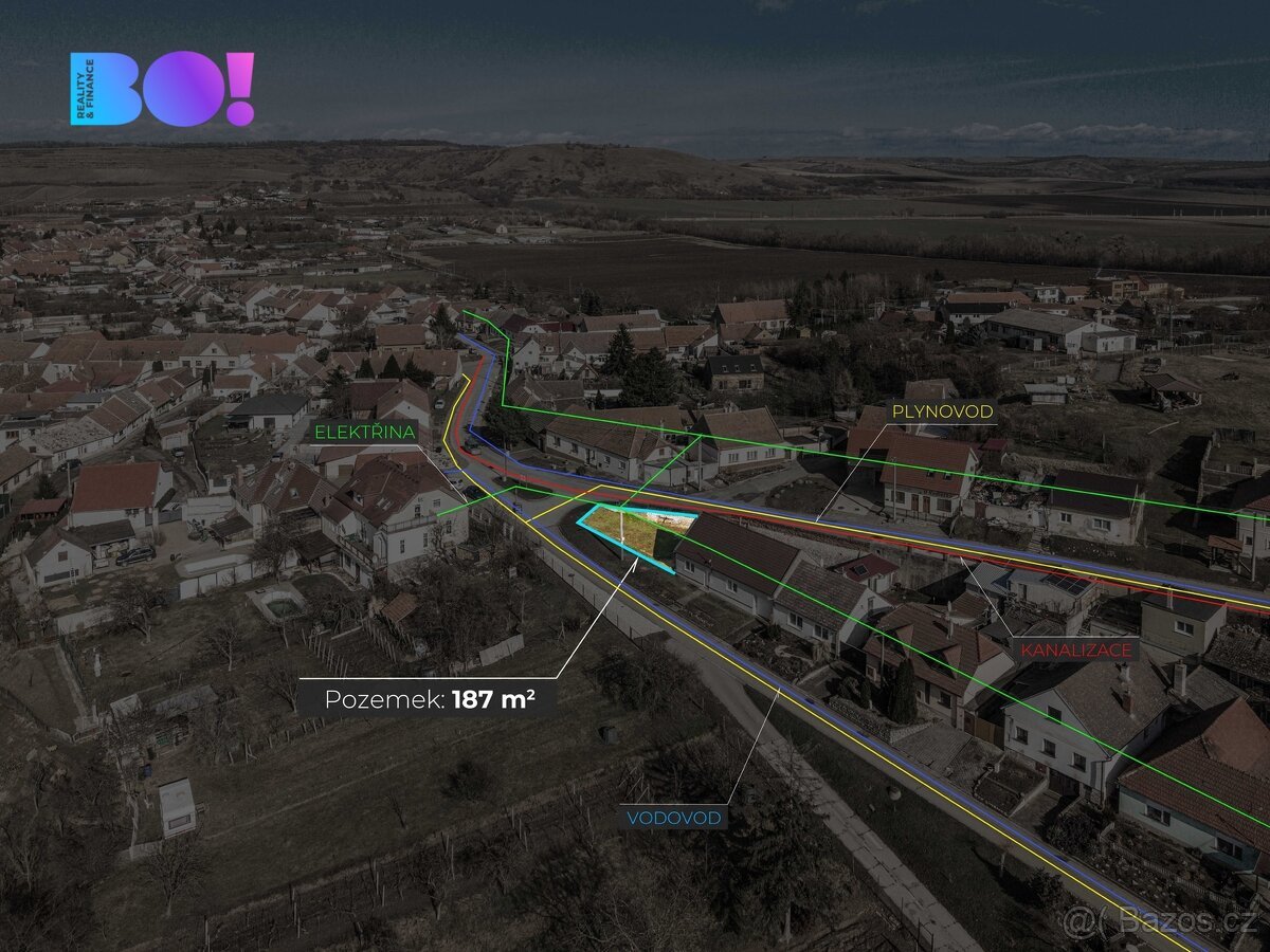 Prodej stavebního pozemku 187 m², ul. Sklepní, Pouzdřany , o