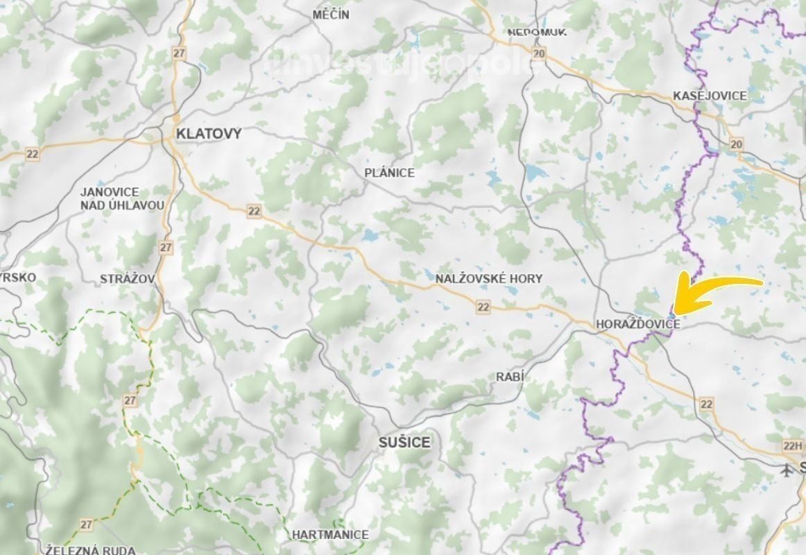 Prodej podílu 2/9 pole 3 672 m², Horažďovice