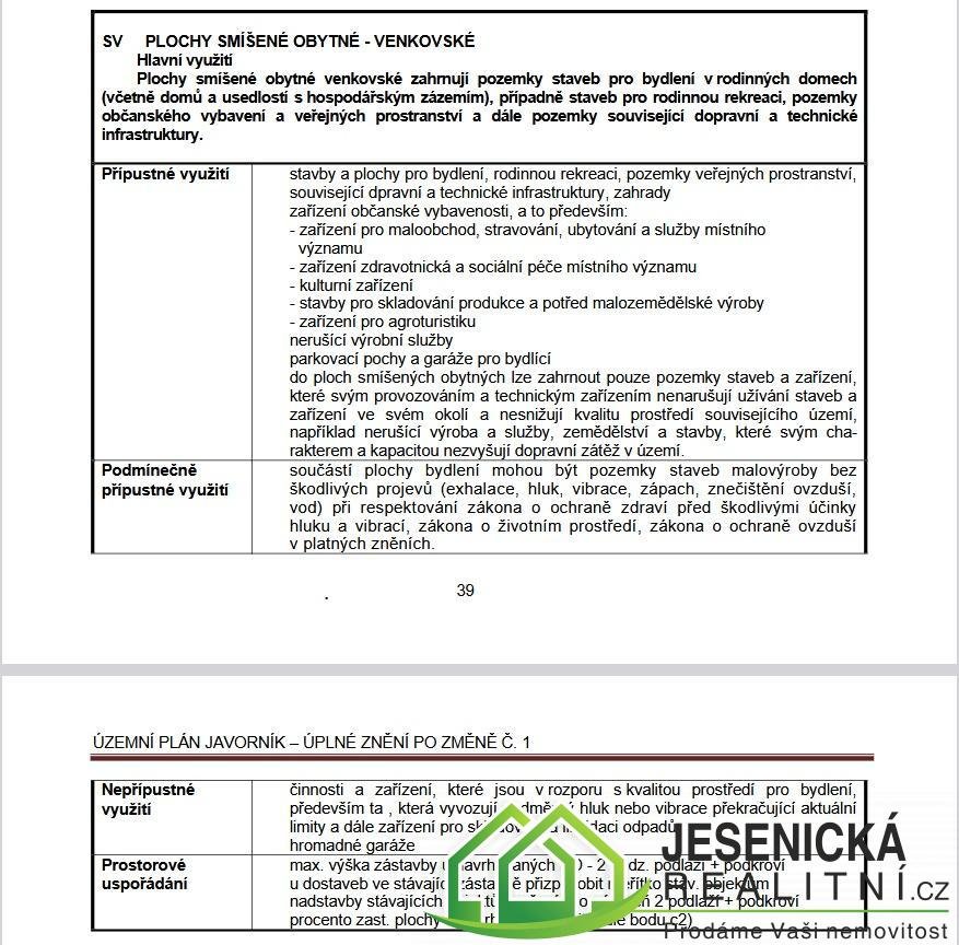 Prodej stavebního pozemku ve městě Javorník