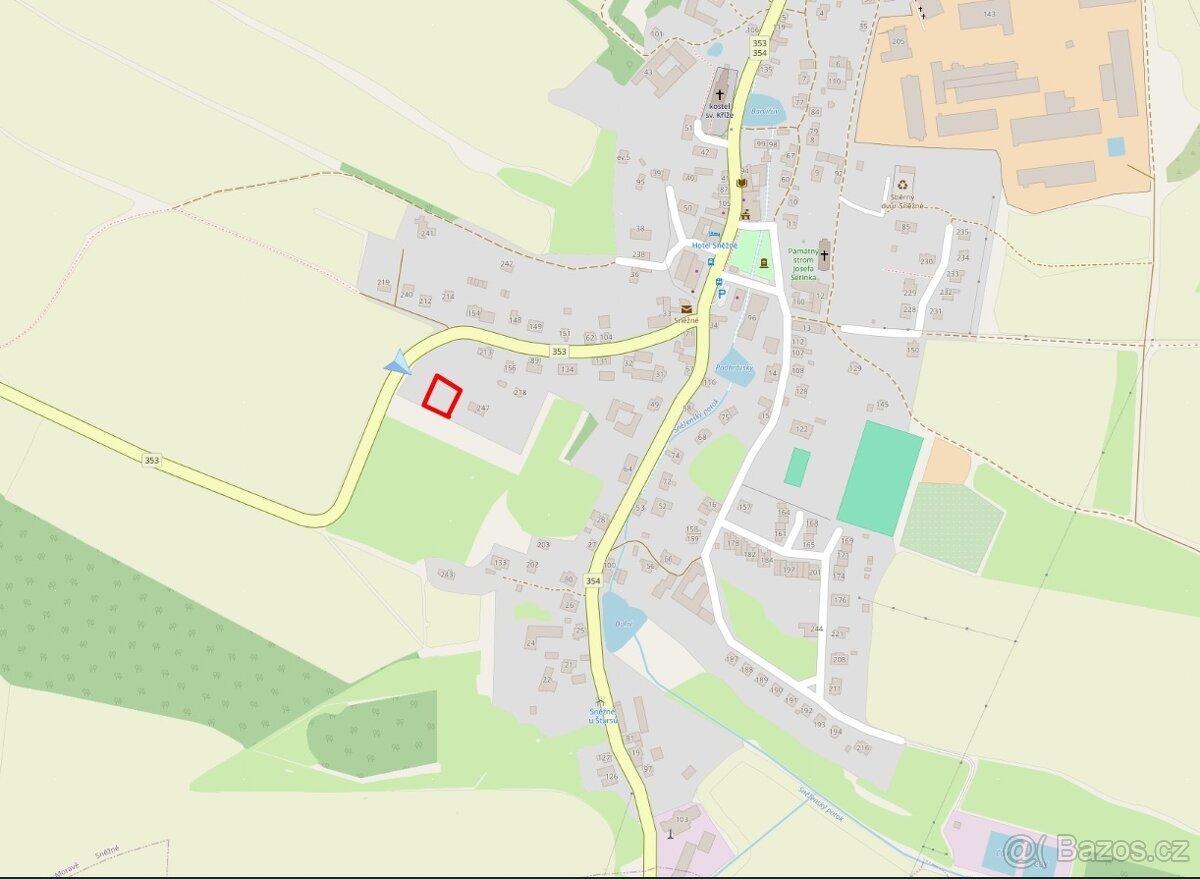 Stavební parcela - pozemek 940 m² Sněžné, Vysočina