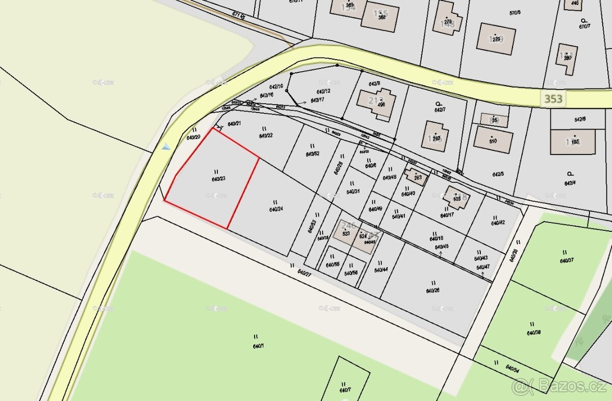 Stavební parcela - pozemek 1020 m² Sněžné, Vysočina