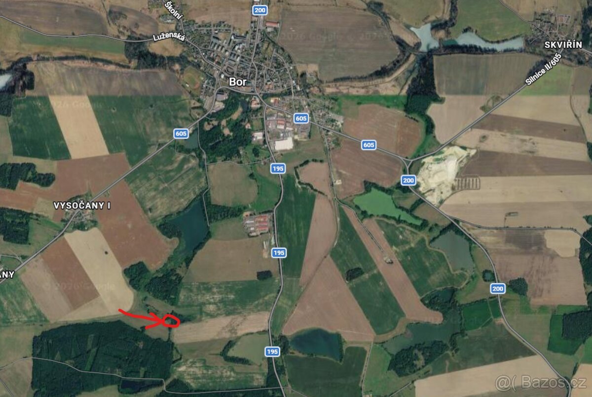 Pozemek 1427 m² v Boru u Tachova