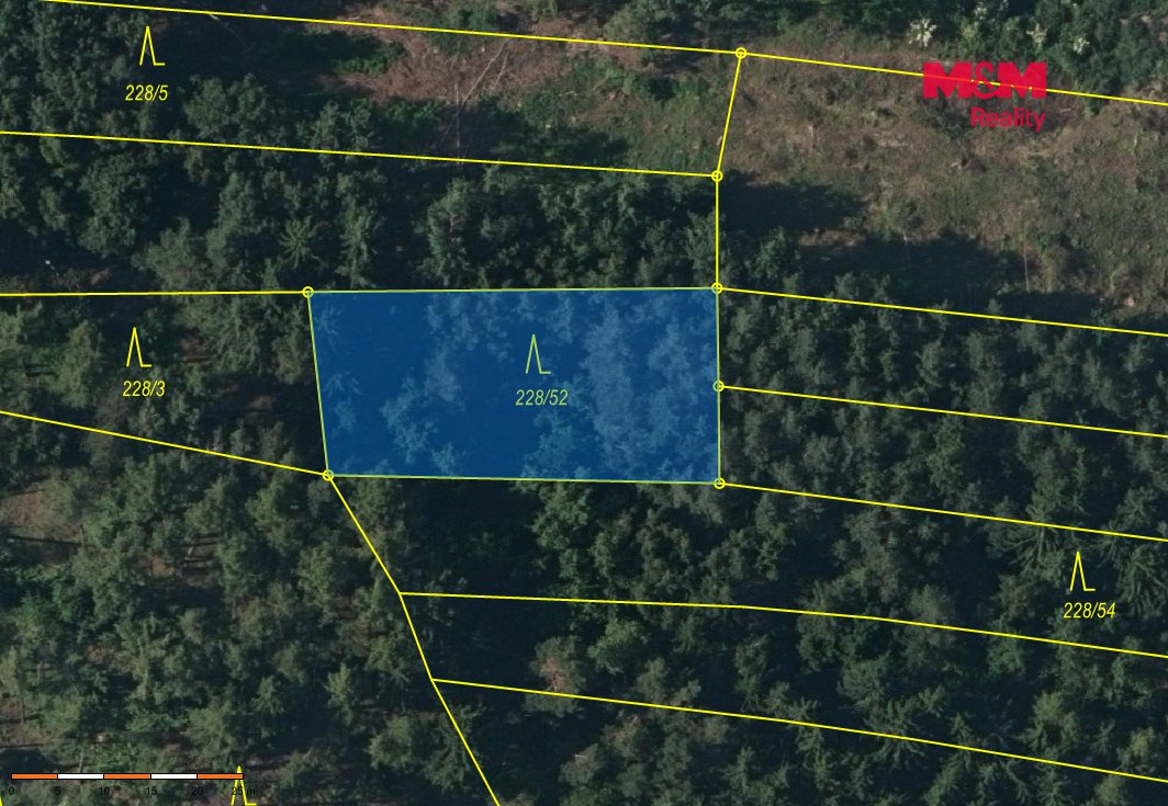 Prodej 1/4 lesa 3520 m2, Břežany u Rakovníka