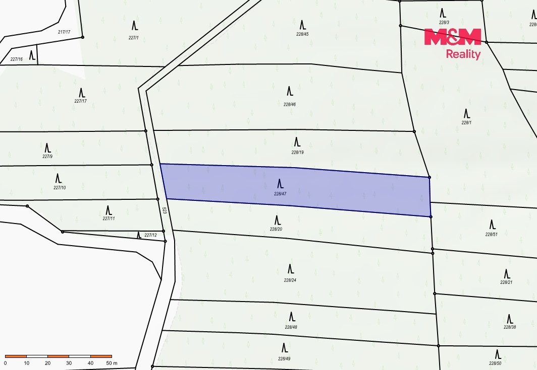 Prodej 1/4 lesa 3520 m2, Břežany u Rakovníka