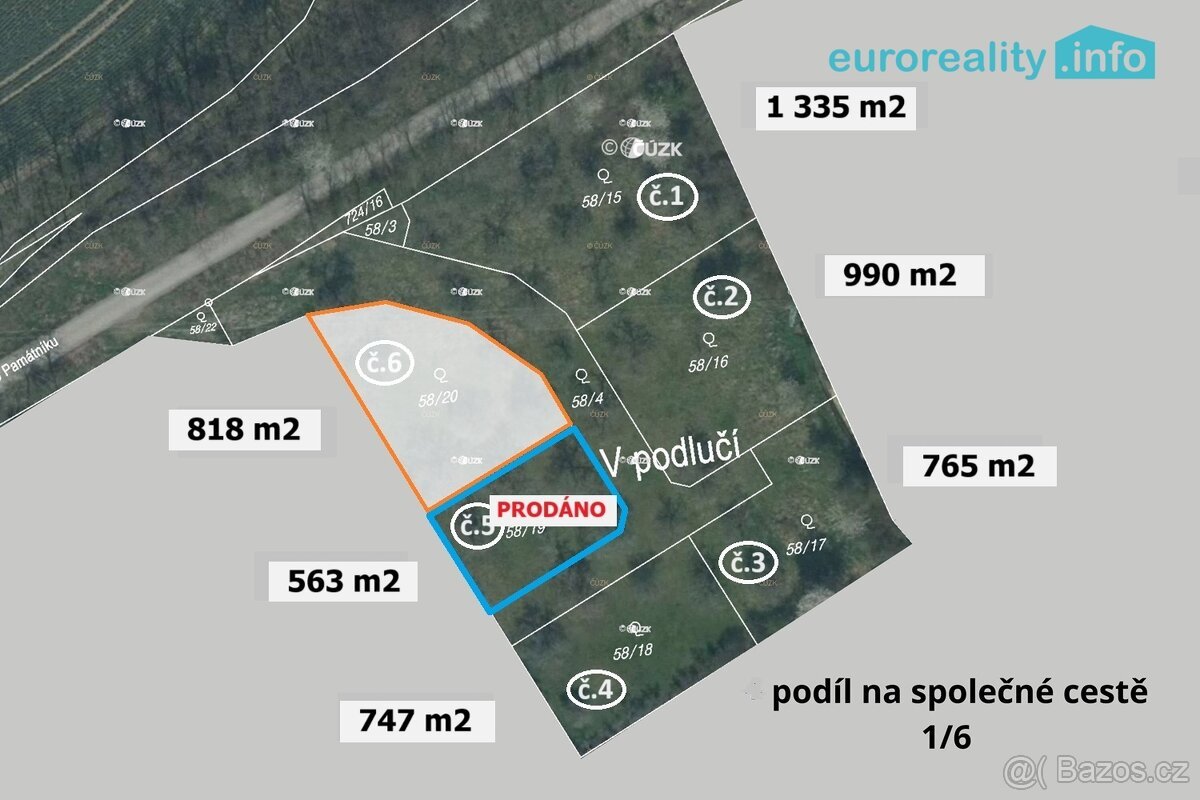 Prodej, stavební pozemek, 818 m2, Plzeň - Božkov