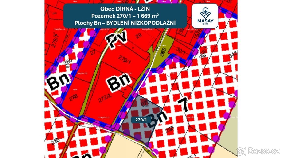 Prodej stavebního pozemku 1 669 m² Lžín