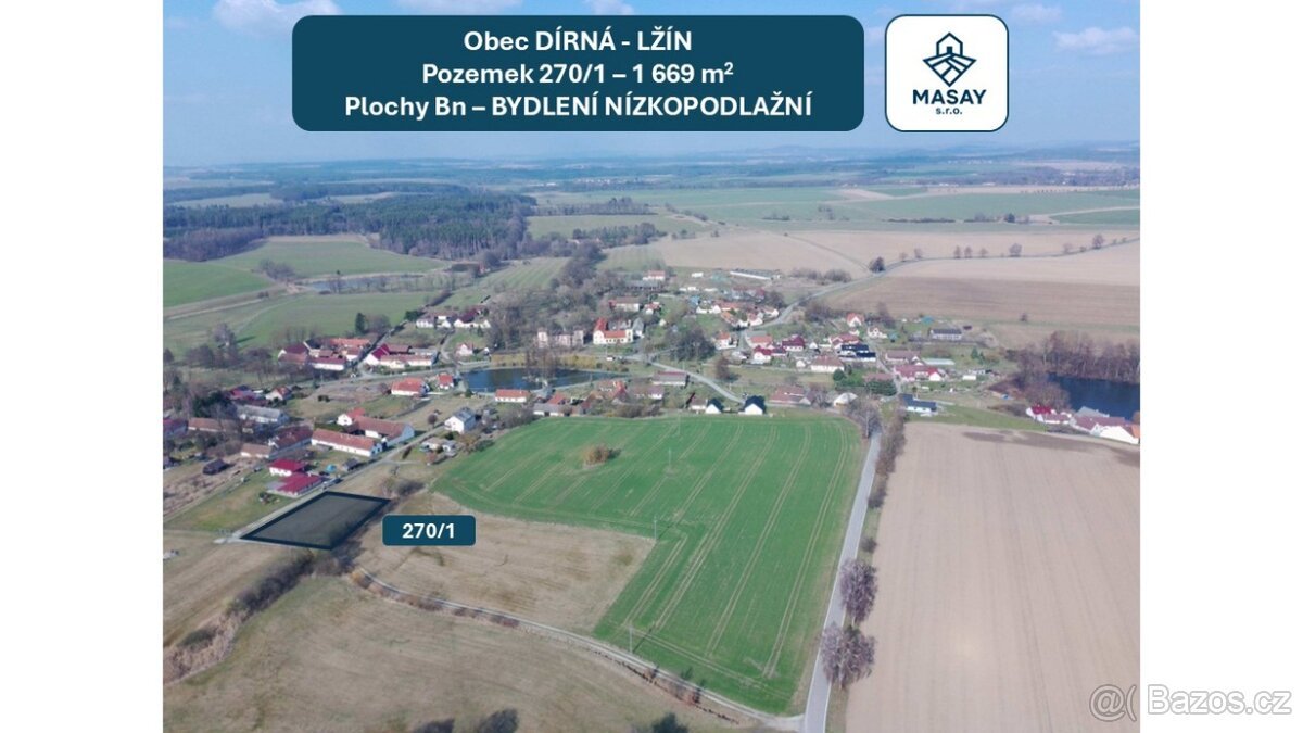 Prodej stavebního pozemku 1 669 m² Lžín