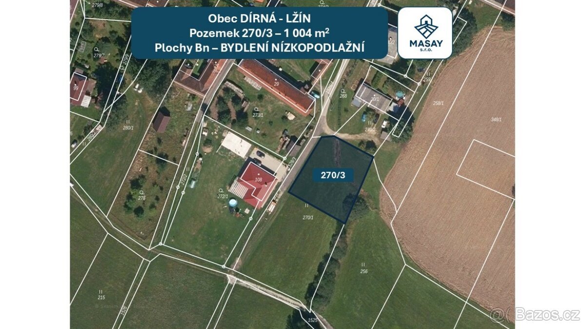 Prodej stavebního pozemku 1 004 m² Lžín