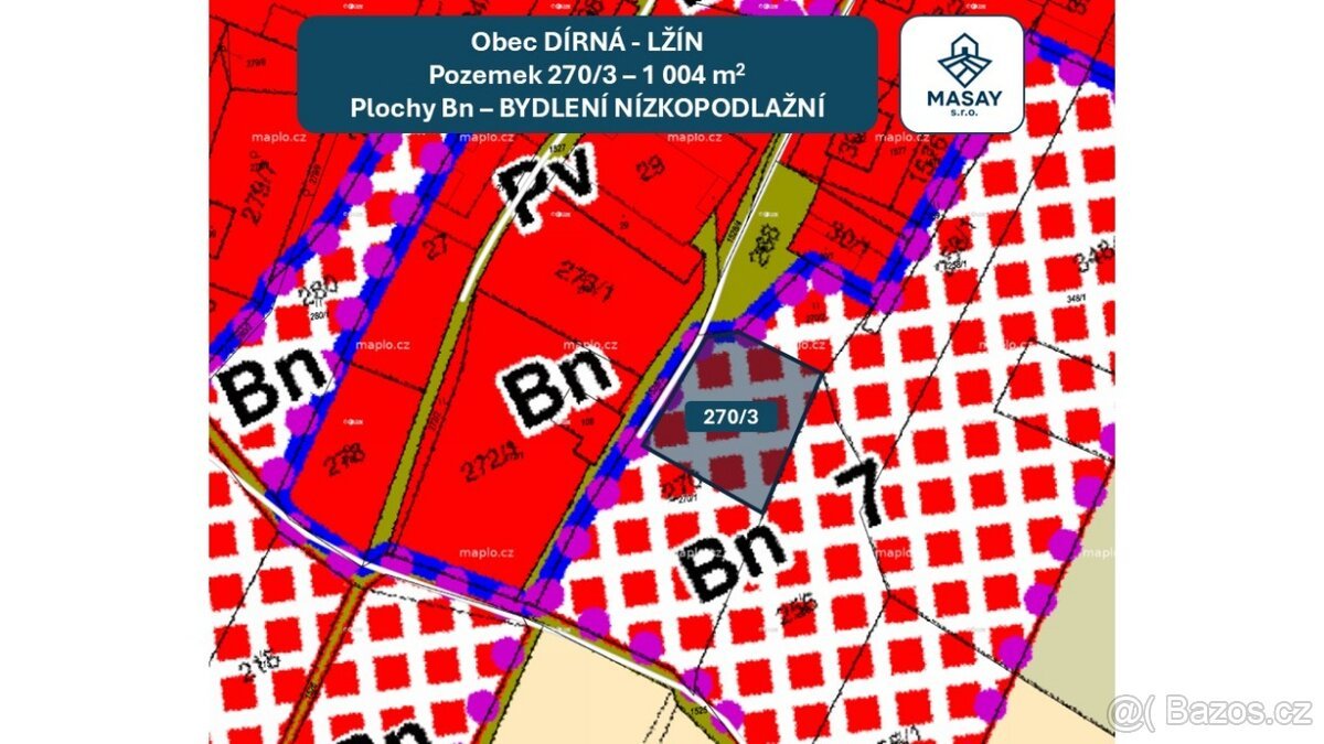 Prodej stavebního pozemku 1 004 m² Lžín
