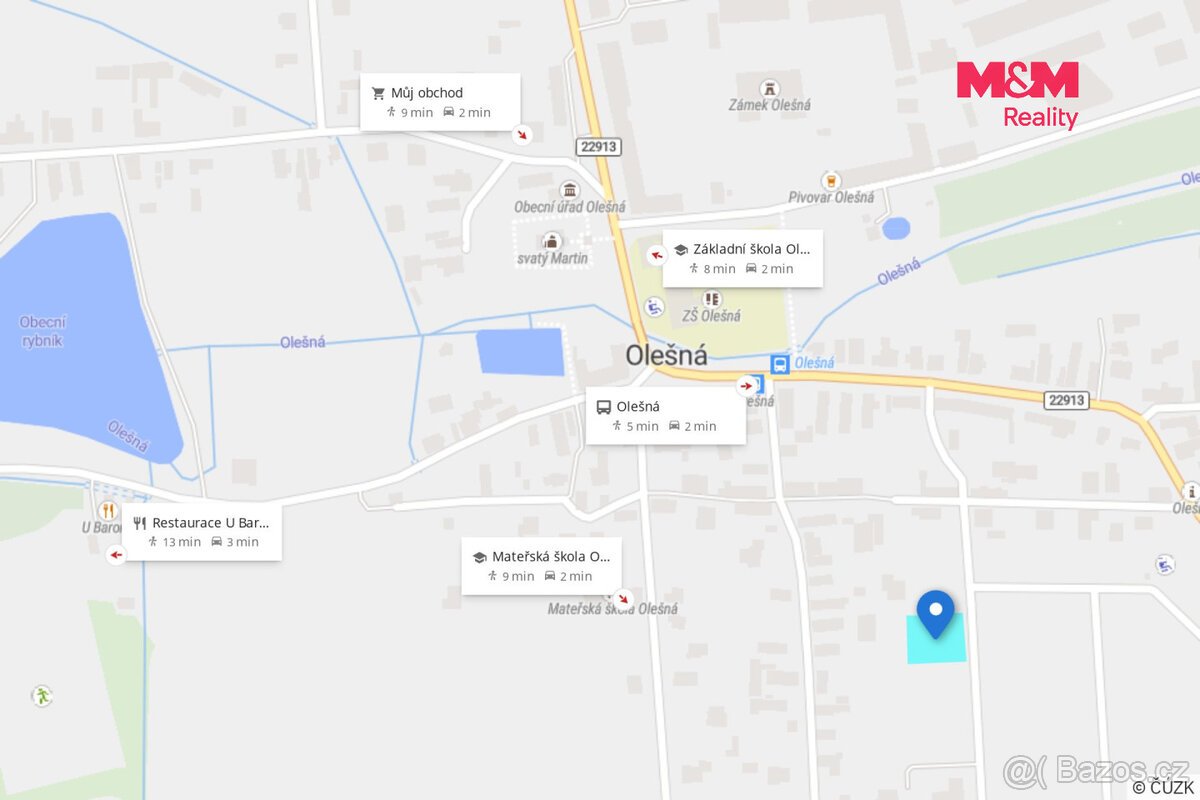 Prodej, stavební pozemek, 1036 m², Olešná u Rakovníka