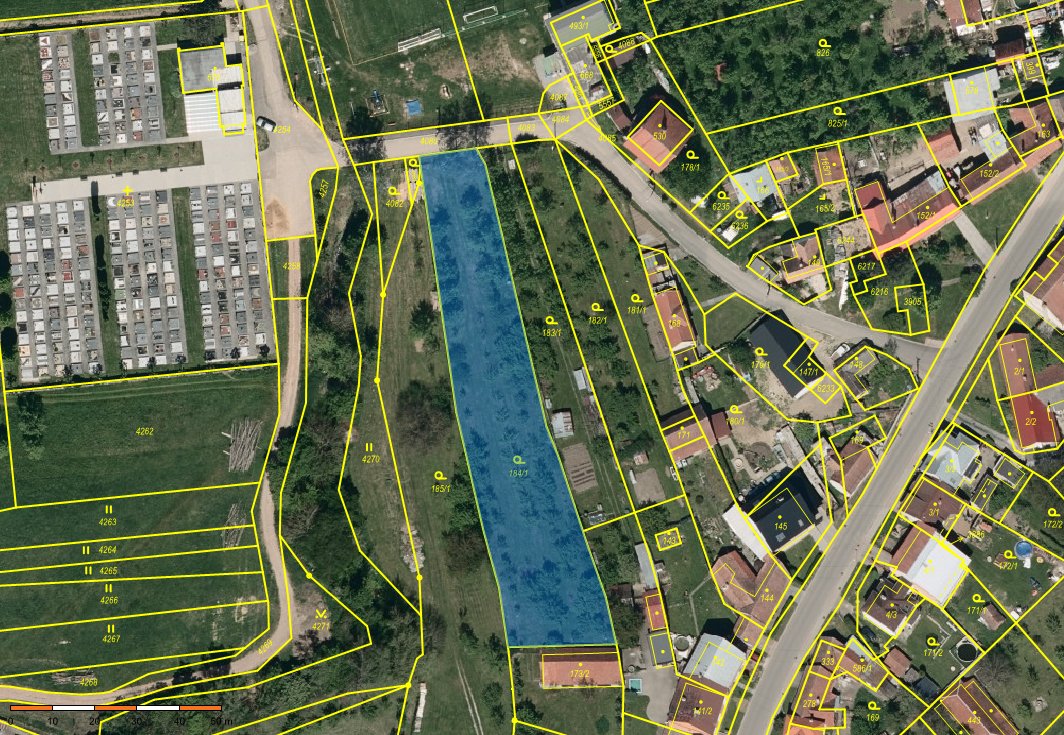 Prodej stavebního pozemku 2268 m2 v obci Korytná, Uh.Brod/UH