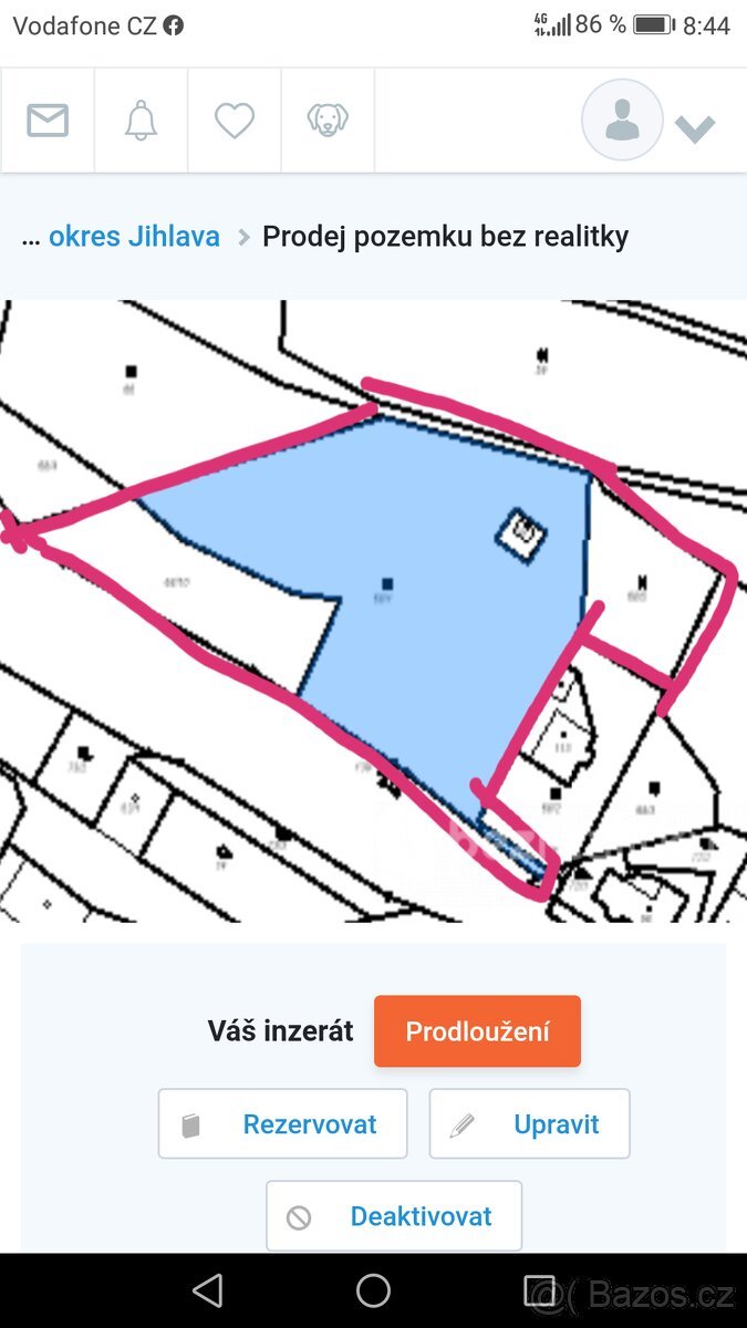 Prodej stavebního pozemku ŘEHOŘOV u Jihlavy