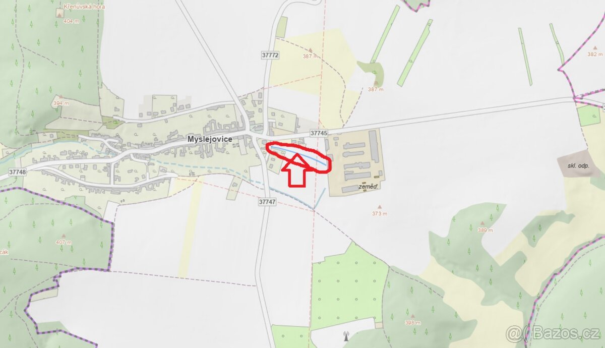 Prodej pozemku k.ú. Myslejovice
