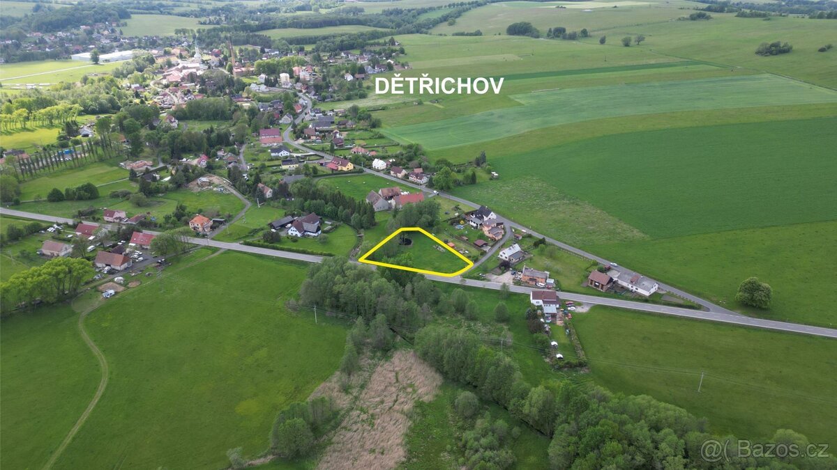 Prodej stavebního pozemku 3454 m2, Dětřichov - Dětřichov u F