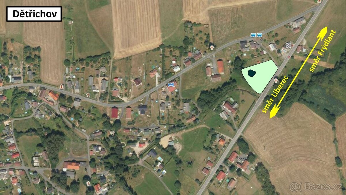 Prodej stavebního pozemku 3454 m2, Dětřichov - Dětřichov u F