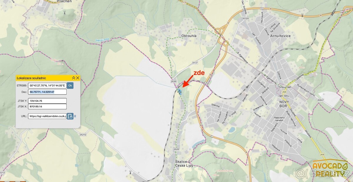 Prodej pozemku 4 175 m² ve Skalici u České Lípy