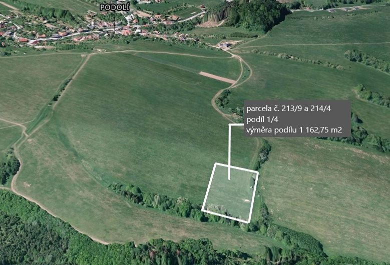 Pole 4 651 m², Podíl 25 % o výměře 1 163 m²