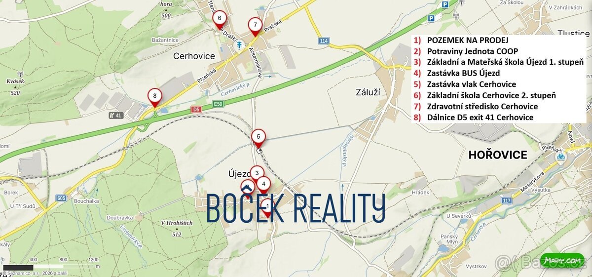 Prodej stavebního pozemku 2 431 m², Újezd u Hořovic
