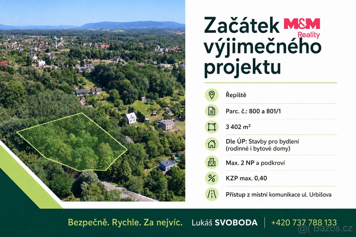 Prodej pozemku k bydlení, 3402 m², Řepiště