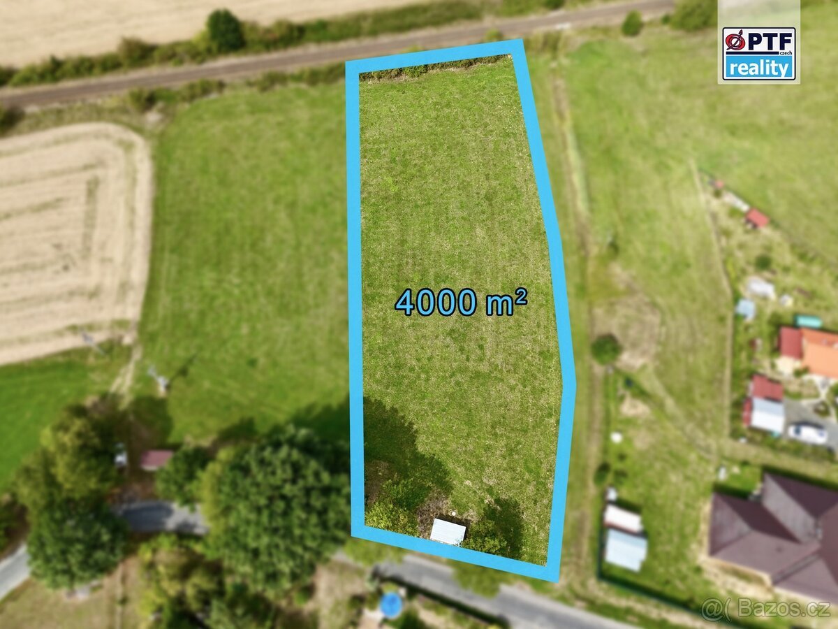 Prodej velkého stavebního pozemku (4000 m²), Bezděkov - Pobo