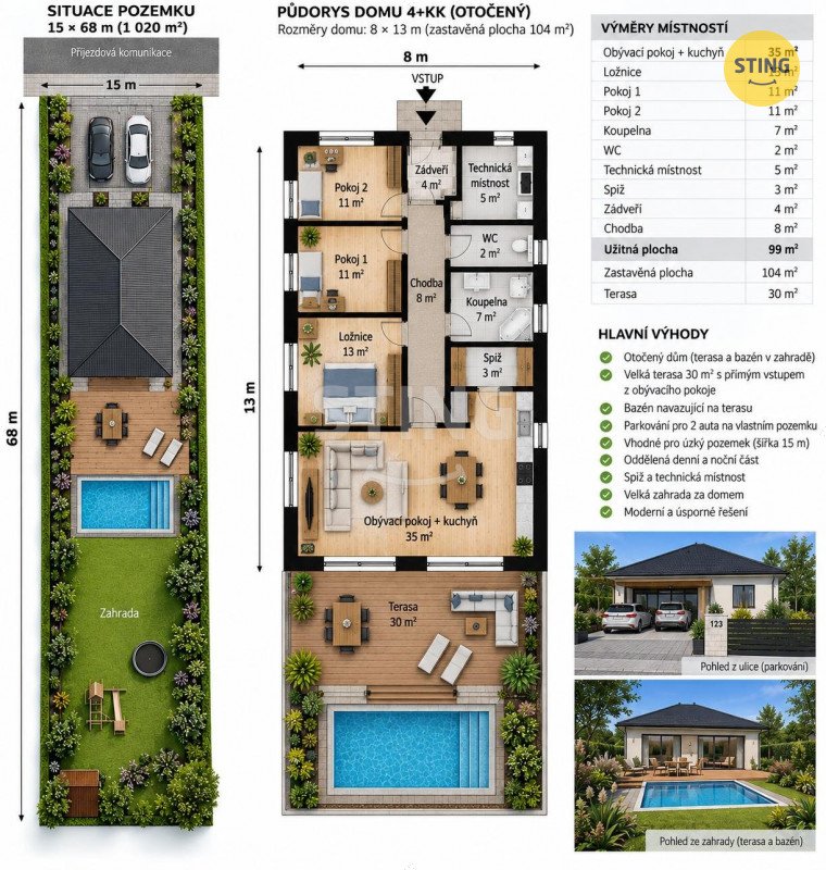 Prodej stavebního pozemku 1348 m2, Prostřední Bludov, 135408