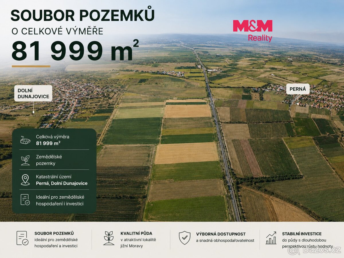 Prodej pole, 81999 m², Perná