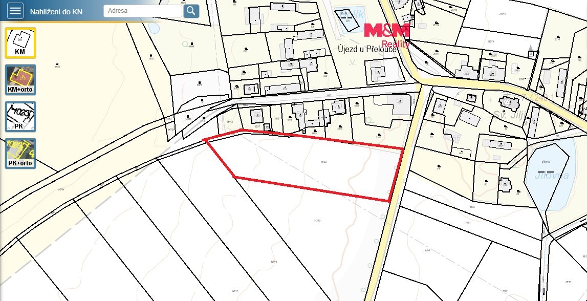 Prodej, pozem.k bydlení a orn.půda,8659 m2, Újezd u Přelouče
