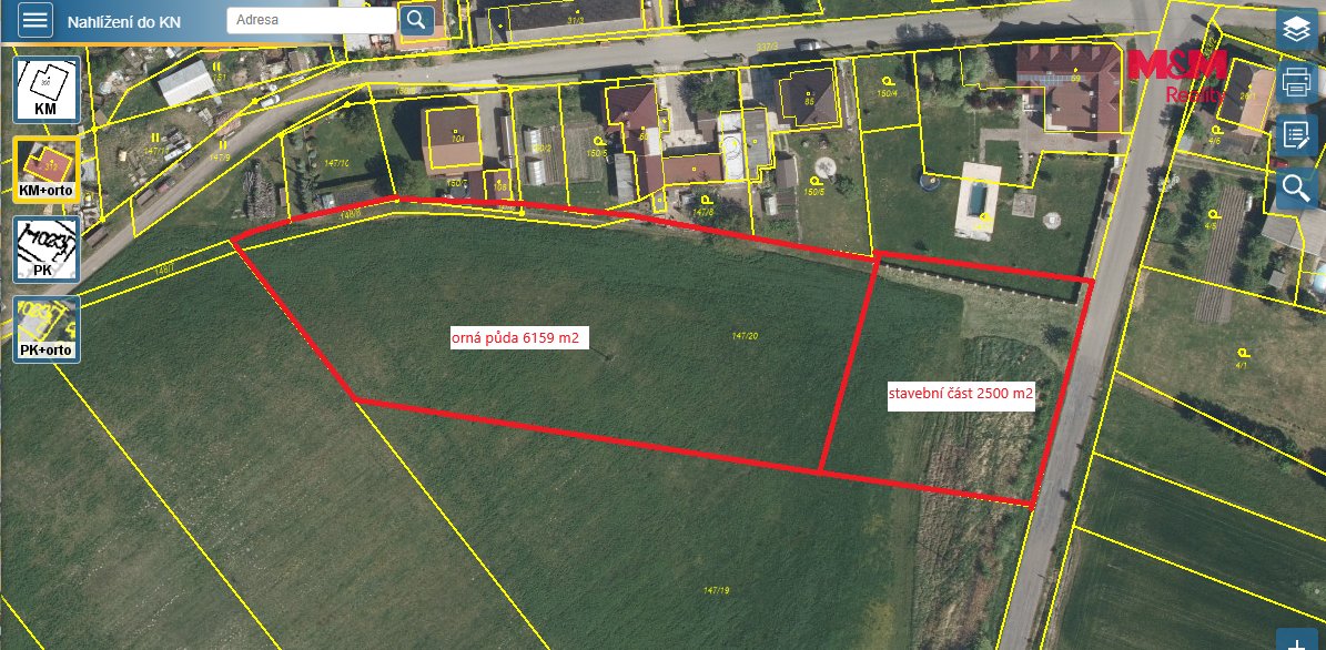 Prodej, pozem.k bydlení a orn.půda,8659 m2, Újezd u Přelouče