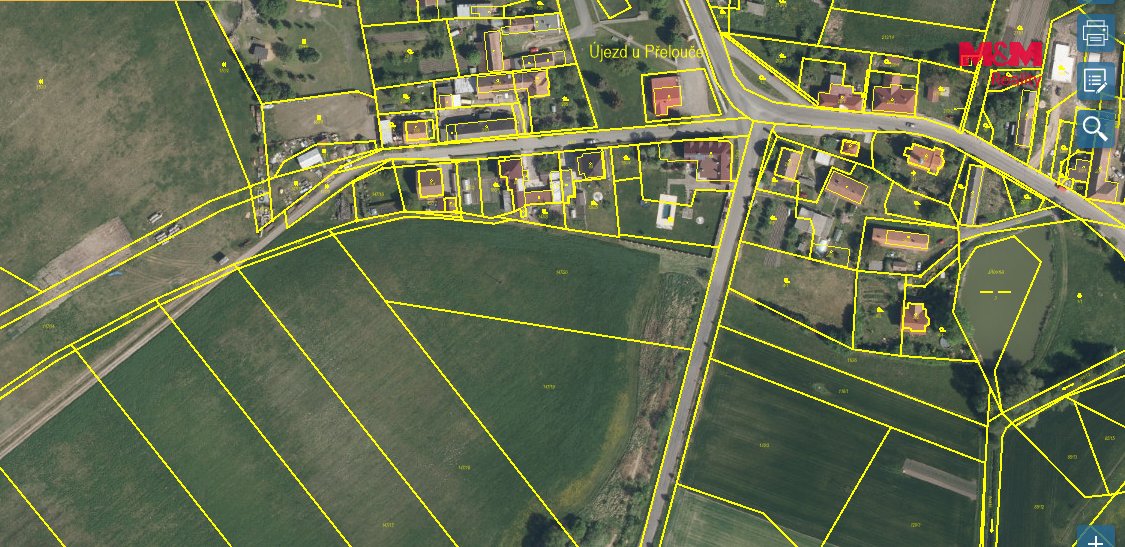 Prodej, pozem.k bydlení a orn.půda,8659 m2, Újezd u Přelouče