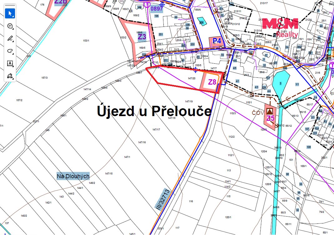 Prodej, pozem.k bydlení a orn.půda,8659 m2, Újezd u Přelouče