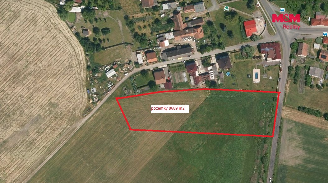 Prodej, pozem.k bydlení a orn.půda,8659 m2, Újezd u Přelouče