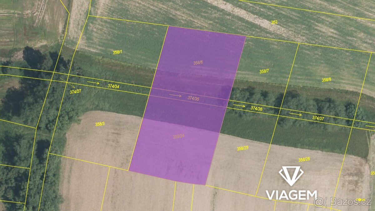 Pole 2 973 m², Podíl 25 % o výměře 743 m²