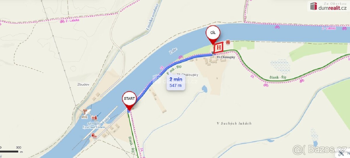 Prodej podílu 1/6 nestavebního pozemku na břehu Labe, v k.ú.