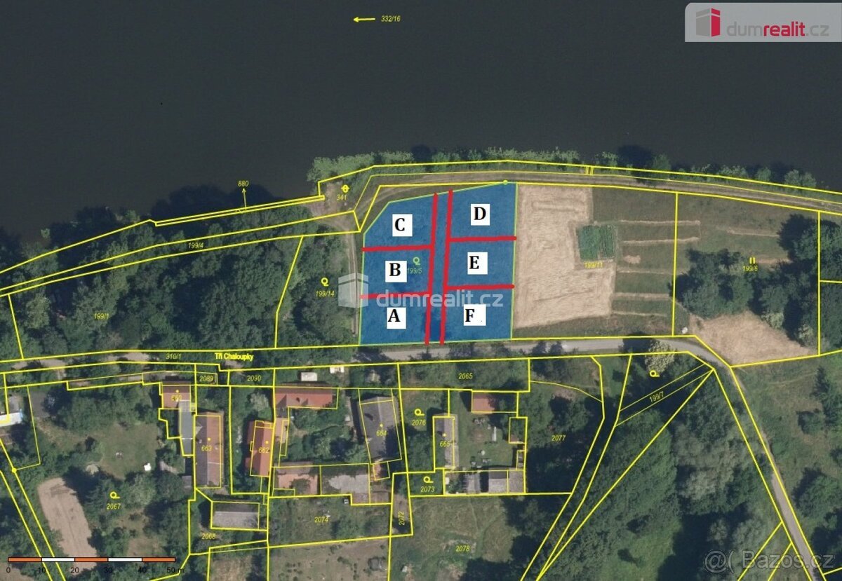 Prodej podílu 1/6 nestavebního pozemku na břehu Labe, v k.ú.